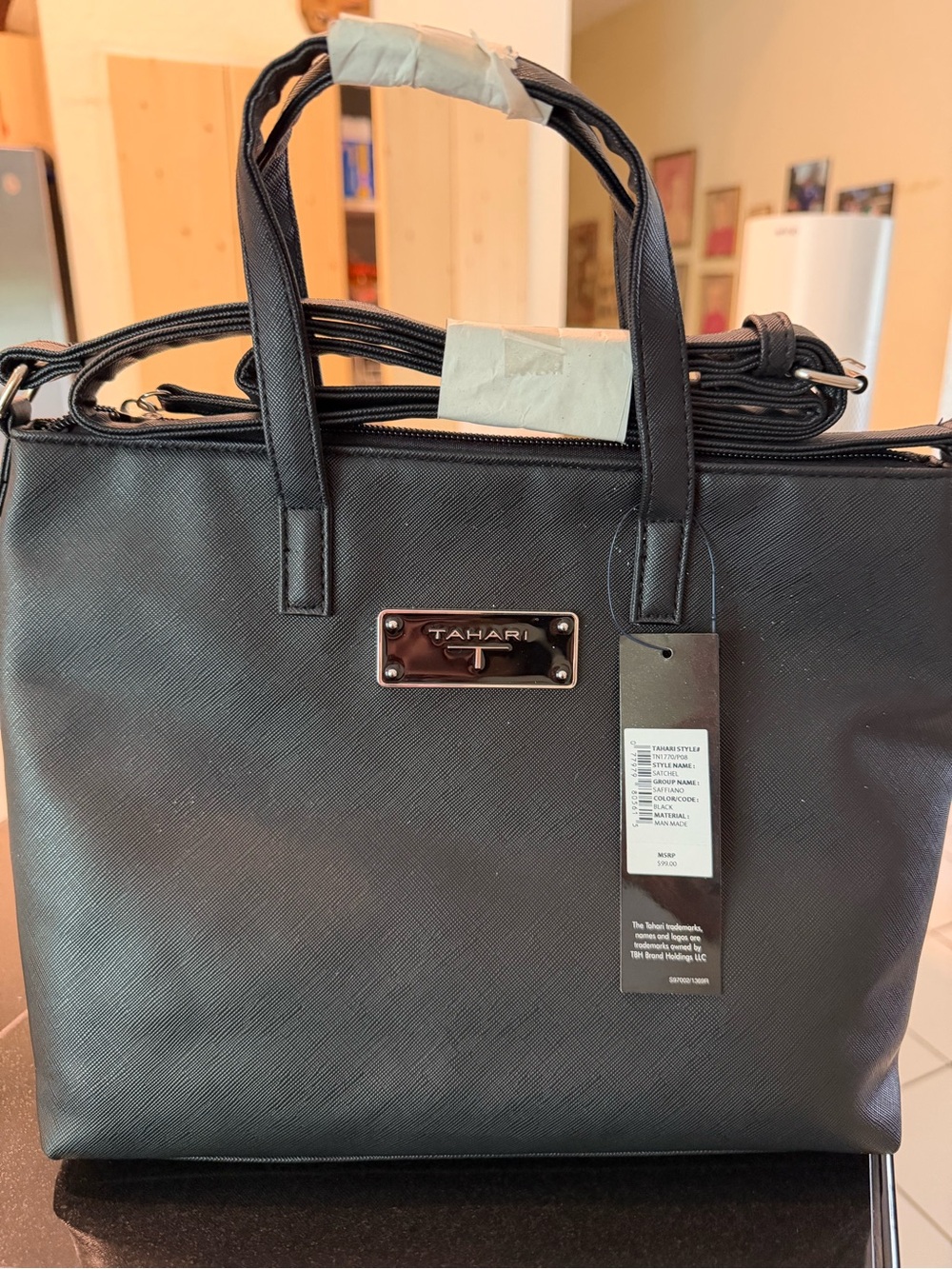 TAHARI Black Satchel
Crossbody Handbag Purse NWT
